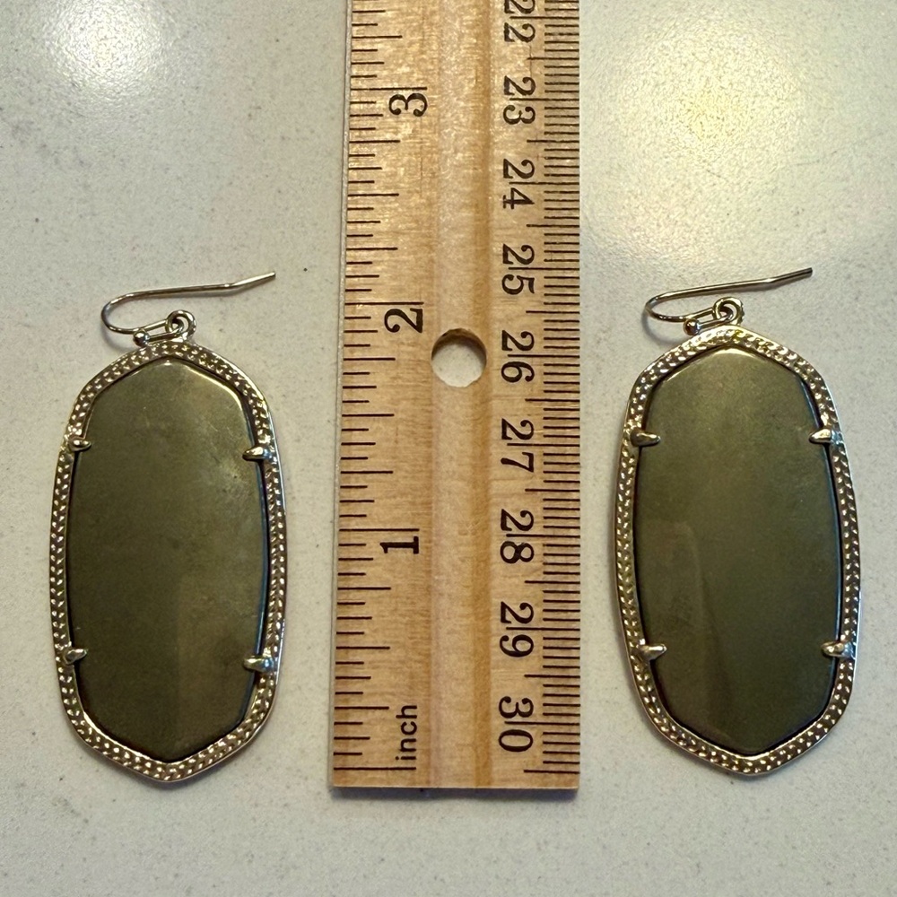 Kendra Scott Gold and Olive Earrings - Picture 2 of 2